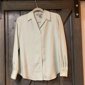 Alfani Light Mint Green 90 Silk Satin Blouse Shirt